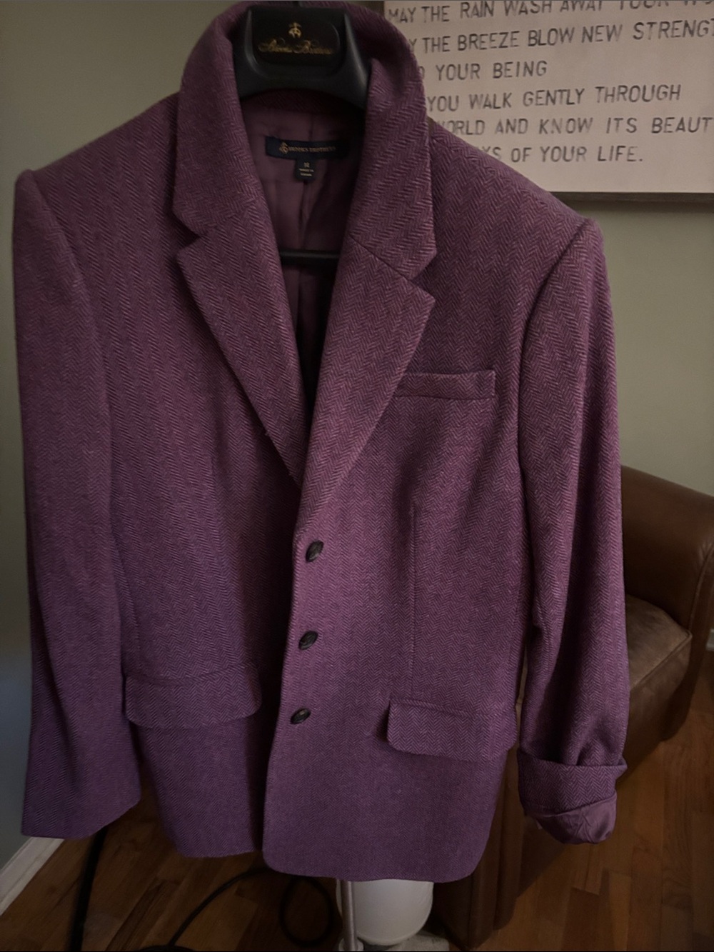 Brooks Brothers Women’s Purple Herringbone Wool-Blend Blazer
